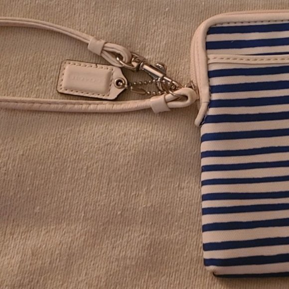 Coach Nautical (Blue & White Striped) Colored Wristlet with Sequins - Picture 2 of 6